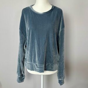 Zara Women's Blue Velvet Sweatshirt